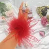 Charm Bracelets Real Ostrich Feather Wrap Bracelet Slap Anklet Bracelet Fur Feather Cuffs Wrist Sleeve Stainless Steel Furry Hair Accessories 230410