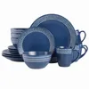 Plates Gap Home 16-Piece Striped Rim Blue Stoare Dinnerware Set Daily Utility And Persistence Style The Edges Are Decorated