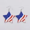 Dangle Chandelier New Independence Day Wooden Earrings Peach Heart American Flag Fivepointed Star Pendant Ear Rings Gift Wholesale Z0411