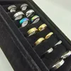 Wedding Rings 24/50Pcs Wholesale 4/6/8mm Fashion Men Classic Stainless Steel Ring Unisex Solid Color Black Party Jewelry