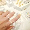 Bandringen Koreaanse retro Natural Pearl Shell kralenring voor vrouwen Fashion Party Finger Ring Sieraden Women Gift P230411