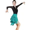 Stage Wear Latin Dress Black Long Sexy Competition Top Tango Salsa Cha Samba Rumba Skirt