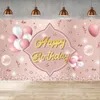 Decoração de festa Pink Gold Happy Birthday Banner Benner Girl 18th 30th Decor Pographic Props Supplies de chá de bebê