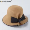 Stingy Brim Hats Buttermere Bucket Hat For Women Beige Straw Japanese Sun Caps Female Bow Elegant Summer Beach UV Hat Ladies Brand Fishing Hats 230411