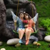 Dekorativa figurer Romantiskt par Swing Flower Fairy Garden Micro Landscape Pendant Harts Craft Creative Scene Decoration