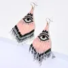 Dangle Earrings Beaded Tassel Eye Originality Hand Knitting Bohemia Alloy Individuality Fashion Design Simple Rice Bead