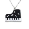 Pendentif Colliers Bijoux De Mode Musique Piano Collier Noir Et Blanc Clés Notes Cristal Émail Pendentifs Femmes Hommes Accessoires