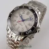 Relógios de pulso 41mm GMT Função Automatic Mens Watch Branco Dial Data Display Sapphire Vidro Pulseira Cerâmica Inserir Luminous 3804 231110