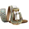 Ceinture de strass de cowboy occidental ceinture de diamant synthétique bling rockstar ceinture de strass blanc