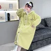 Moda de sono feminina Fashion Fashion Kawaii Fleece espessado Cordeiro feminino feminino flanela térmica Pijama Bathrobe Cardigan