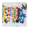 12 Farben Designer Tie Dye Strümpfe Accessoires Halten Sie warm Street-Style bedruckte lange Baumwollsocken für Männer Frauen Kniestrümpfe mit Dr Dhr5E