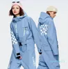 Ski -jassen 2023 Hooded één stuk dames ski ski ski ski -pak waterdicht snowboard man jumpsuits 25 berg vrouwelijke overalls kleding