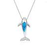 Pendant Necklaces Blue White Opal Stone Charm Necklace Cute Animal Whale Boho Gold Silver Color Chain For Women Jewelry