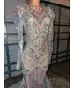 April Aso Ebi Sier sirmaid Prom Dress Crystals Courte en dentelle de dentelle de lacers Fête formelle Deuxième réception Robes de fiançailles d'anniversaire Robe de Soiree ZJ