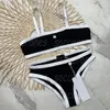 Litery damskie bikinis stroje kąpielowe kontrast kolor letni podzielony strój kąpielowy na plaż