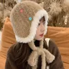 Beralar Kış Kürk Maskesi Seti Kadınlar İçin Kapüşonlu Örme Kaşmir Boyun Sıcak Balaclava Kayak Rüzgar Geçirmez Şapka Kalın Peluş Kabarık Beanies Hood