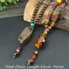 Anhänger Halsketten Boho ethnischer Schmuck Party handgefertigt Horn Fisch Mala Holzperle Nepal Halskette buddhistisch