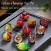 Tea Pets Mini farbwechselndes Obst Haustier Erdbeerform Teegeschirr Zubehör Home Office Desktop Dekoration Zeremonie Zen Ornament