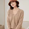 Maglioni da donna Addonee Autunno Inverno Cardigan da donna con scollo a V 100% lana merino Hollow Twist manica lunga maglione lavorato a maglia in cashmere Moda coreana zln231111