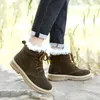 Boots Fashion Cowhide Waterproof Anti-skid Snow Boot Warm Wool Fur Thicken Plush Winter Shoes Outdoor Hiking Walking Men's Shoe