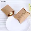 Gift Wrap 50pcs/Lot Cute Kraft Paper Pillow Candy Box Wedding Favors Gift Candy Boxes With Tags Home Party Birthday Supply 230410