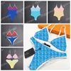 Beach Backless Swimsuits Sexy Bikini Set Women Halter Lace Metal Necklace Swimwear Fashion Printed One Piece Bathing Suit