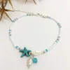 Bracelets de cheville acrylique poisson étoile Imitation perle cheville océan bijoux perlé pour les femmes été plage pied spectacle 25 cm de Long 1 pièce