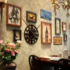 Frames 10 Pcs/Sets Po Picture With Wall Clock Home Decor Vintage Room Painting Art Decoration Plastic Poster Frame Group