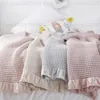 Decken Baumwolle Weiches Bett Plaid Home Japanische Gestrickte Decke Sommer Rüschen Warme Überwurf Tagesdecke Bettdecke
