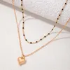 Naszyjniki wiszące vintage złoty kolor miłości Naszyjnik dla kobiet dziewczyna prosta czarne koraliki łańcuch choker mody biżuteria prezent