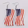 Dangle Chandelier New Independence Day Wooden Earrings Peach Heart American Flag Fivepointed Star Pendant Ear Rings Gift Wholesale Z0411