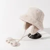 Top Caps Koreli Kış Sıcak Kulak Koruma Kuzu Yünlü Dantel-Up Buck Hat Erkekler ve Kadın Açık Mekan Kaldırılmış Çıkarılabilir Panama Bob Hats Gorras