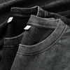 Herr t-shirts svart syran tvättade t-shirts för män casual hip hop hajuku baggy kläder amerikansk vintage långärmad tees manliga casual tops j231111