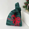 Evening Bags Fashionable Christmas handbag Handmade knitted Womens Knot wrist bag Smal shopping Reusable 231110