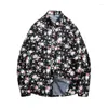 Herren Freizeithemden Mode Paar Nordosten Große Blume Ethnischer Stil Pfingstrose Feier Plus Fleece Warmes Langarmhemd Rotes Kleid