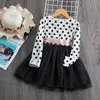 Filles Robes Polka Dot À Manches Longues Tulle Enfants Princesse pour Printemps Automne De Mariage Fête D'anniversaire Robe Enfants Vêtements Décontractés 230410