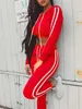 Kvinnors tvåbitar byxor fitness casual 2 piece set tracksuit kvinnor sidor randiga hoodies beskurna toppar och byxor jogger två bitar dräkter chandal mujer j231111