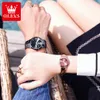 Relojes de pulsera Olevs Relojes de pareja Correa de acero de tungsteno Reloj de pulsera simple de moda para hombres y mujeres Reloj de visualización de fecha relogio masculino 230410