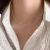 Kedjor Fashion 925 Sterling Silver Triple Layers Geometric Punk Beaded Chain Necklace For Women Girl Jewelry Dropship Wholesale
