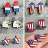 Baumeln Kronleuchter American Independence Day OhrringeFlag Runde Herz Stern Sonne Blume Flagge Farblich Passende Holz Ohrstecker Schmuck Großhandel Z0411