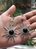 Boucles d'oreilles pendantes grande déclaration tibétain argent soleil noir onyx pierre précieuse lune breloque goujon acier goutte bijoux