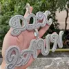 Collana con pendente in lettere corsive personalizzate Bling CZ Baguatte placcato in oro con catena a corda da 24 pollici da 3 mm per regalo da donna