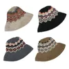 Stingy Brim Hats Handmade Warmth Basin Hat Vintage Style Floral Bucket Hat Knitted Woolen Hat Fisherman Hat for Autumn Winter 230411