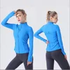 Mode kvinnors yogajacka LU LUL Sweatshirts Definiera träningsport Coat Fitness Ladies Quick Dry Activewear Top Solid Zip Up Sportwear Sweatshirt Coats LR10