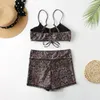 Women's Swimwear Bikini 2023 Swimsuit Women Beach Boxer Pant Drawstring Factory Snake Print High Quality Bathing Suit Brazil