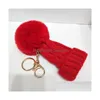 Mini chapeau tricoté porte-clés boule de cheveux pompon porte-clés sac pendentif de voiture cadeau créatif fil clé livraison directe Dhd4F