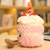 Sevimli yumuşak doğum günü pastası peluş oyuncak mumlarla meyve çilek cupcake şekli peluş bebek sevimli oyuncaklar sevimli bebekler çocuklar