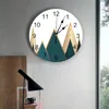 Orologi da parete Orologio con stampa a forma di montagna triangolare Orologio rotondo silenzioso senza ticchettio per regalo di decorazione domestica