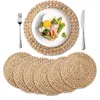 Table Mats 4 Pack Round Woven Placemats Natural Water Hyacinth Place Braided Straw For Dining Garden Party Outdoor