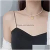 Pearl Necklace 5 Colors Love Pendant Sweet Heart For Women Girl Elegant Flower Chain Wedding Jewelrygifts Drop Delivery Dhvjy